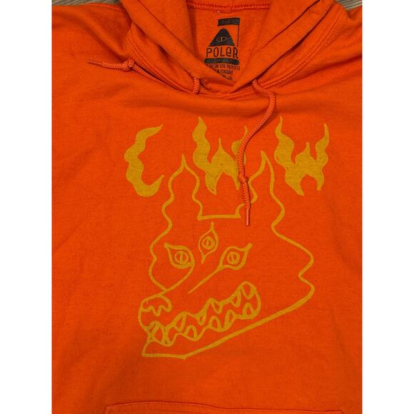 Poler Chances With Wolves Orange XL Fox hoodie - Picture 2 of 3